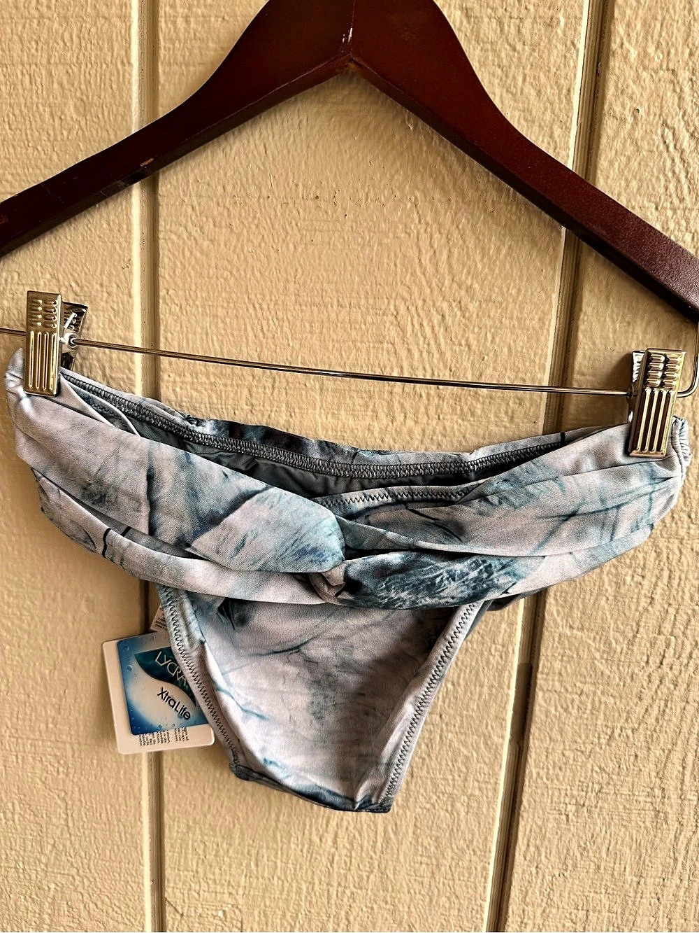 La Perla Mare Bikini Bottom US 6 NWT Blue Print Foldover Waist Lycra